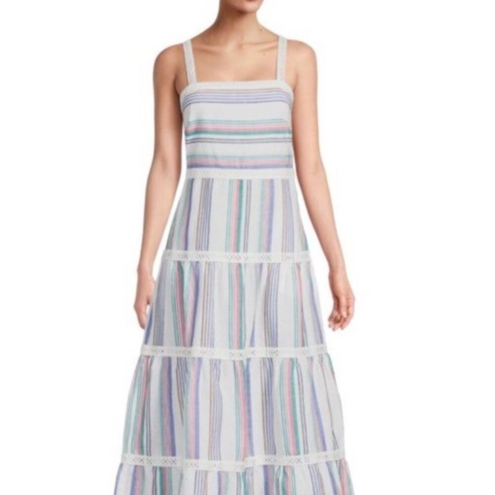 J.McLaughlin Hestia Striped Linen Maxi Dress Size 4